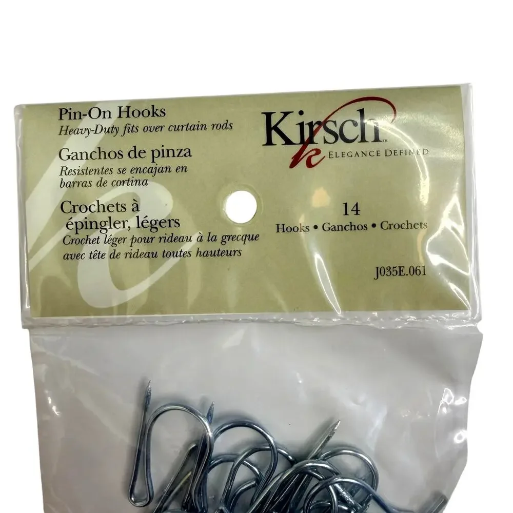 Kirsch Pin On Drapery Hooks 1 3/8 in Heavy Duty J035E.061 Pack of 14 - Set of 2